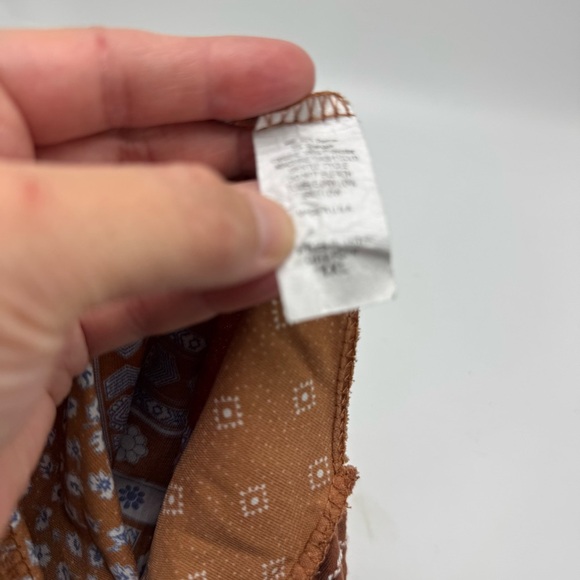 Chicsoul Boho Flowy Blouse Top Womens 1X Rust Orange Fall Bohemian Bishop Sleeve - Picture 5 of 6